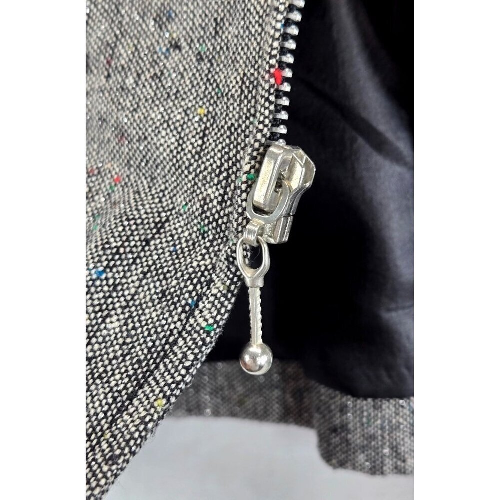 Vtg 90s Blazer Moto Gray Weave Multi Color Specs Silver Studs & Thread M Mishca - Picture 7 of 15